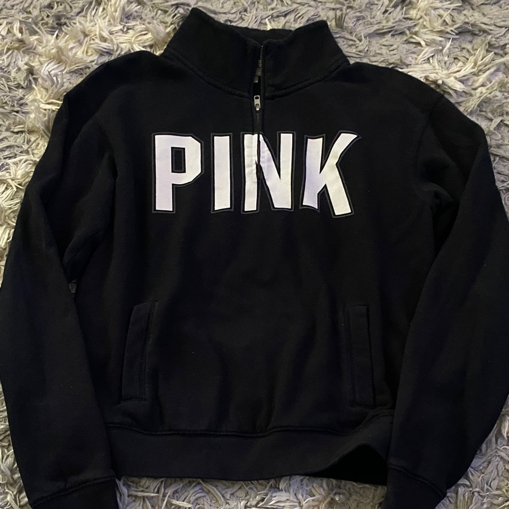 PINK Victoria's Secret Black Quarter-Zip Pullover
